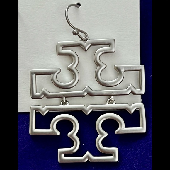 đTory Burch Authentic Silver Tory Logo Earrings At Awesome Price Buy Now & Save - Picture 7 of 13